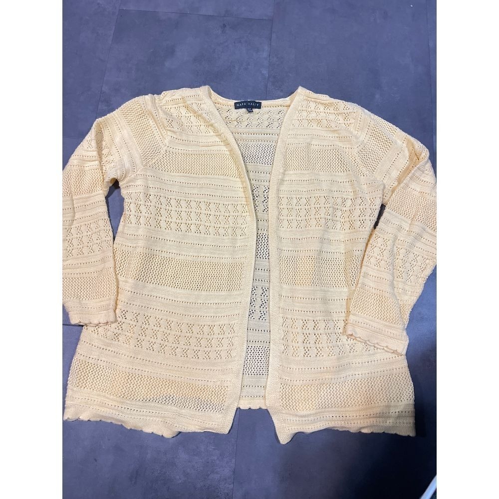 Napa Valley Cream Crochet Knit Sweater‎ Boho Chic Summer Top B-130 Size PM